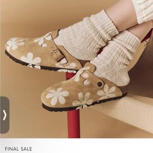 Birkenstock X The Great Collab Floral Stamp Suede Bostons- SOLD OUT